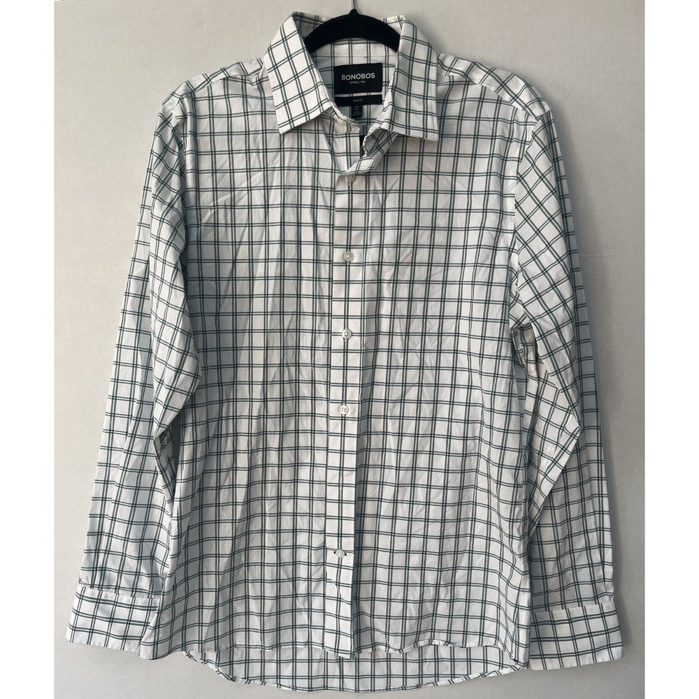 Bonobos Shirt Mens Medium Button Up Checks Slim Fit Stretch Long Sleeve